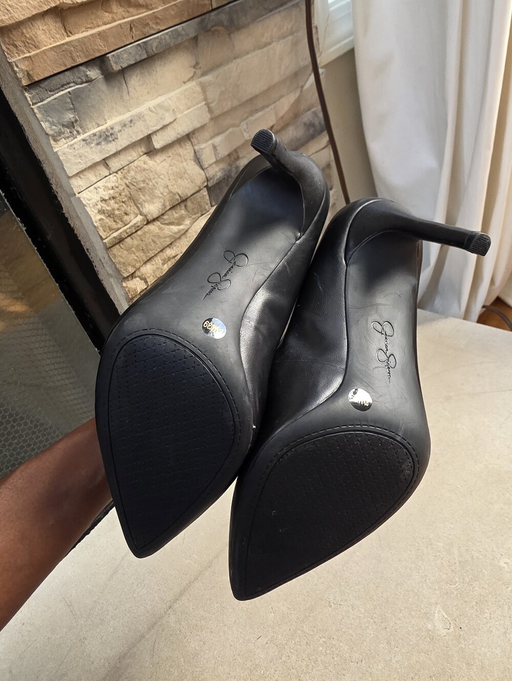 Jessica Simpson Classic Black Leather Stiletto Pump Heel 8.5M - Picture 6 of 12
